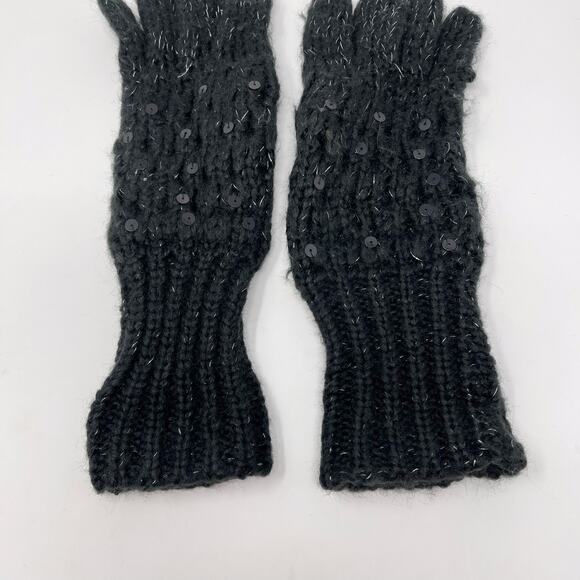 Charming Charlie Knit Sequin Gloves Black Womens Cozy Warm One Size Acrylic - Picture 4 of 8